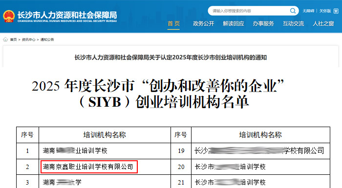 长沙市人力资源和社会保障局关于认定2025年度长沙市创业培训机构的通知1.jpg